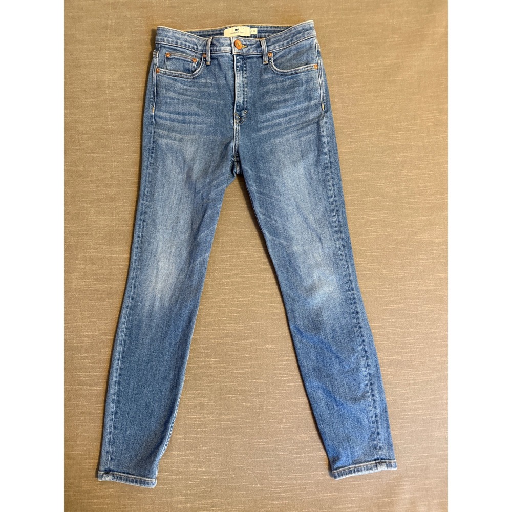 Vineyard Vines Womens High Rise Skinny Jeans Blue Candiani Denim Made in USA 28